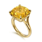 14K Yellow Gold Cushion Cut Citrine Ladies Ring - LR52518Y4JCT-Gabriel & Co.-Renee Taylor Gallery