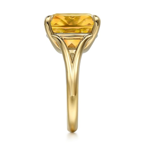14K Yellow Gold Cushion Cut Citrine Ladies Ring - LR52518Y4JCT-Gabriel & Co.-Renee Taylor Gallery
