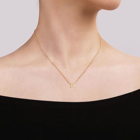 14K Gold D Initial Necklace - NK6928D-Y4JJJ-Gabriel & Co.-Renee Taylor Gallery