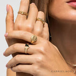 14K Yellow Gold Dainty Evil Eye Diamond Ring - LR52110Y45JJ-Gabriel & Co.-Renee Taylor Gallery