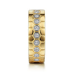 14K Yellow Gold Diamond Band with Hexagon Pattern - LR52180Y45JJ-Gabriel & Co.-Renee Taylor Gallery