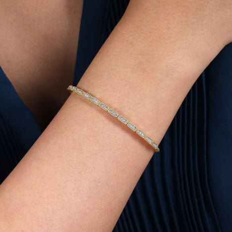 14K Yellow Gold Diamond Bangle - BG4443-62Y45JJ-Gabriel & Co.-Renee Taylor Gallery