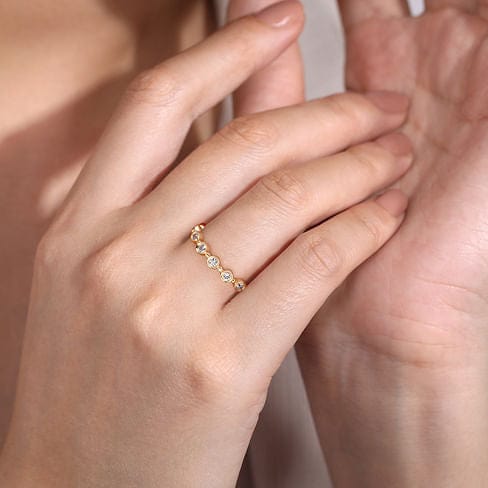 14K Yellow Gold Diamond Bezel Ring - LR4584Y45JJ-Gabriel & Co.-Renee Taylor Gallery