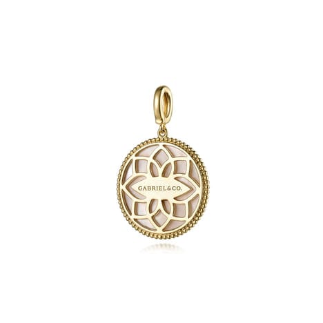 14K Yellow Gold Diamond Blue Sapphire Compass Medallion Pendant - PT6598Y45MC-Gabriel & Co.-Renee Taylor Gallery