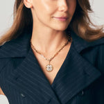 14K Yellow Gold Diamond Blue Sapphire Compass Medallion Pendant - PT6598Y45MC-Gabriel & Co.-Renee Taylor Gallery