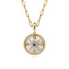 14K Yellow Gold Diamond Blue Sapphire Compass Medallion Pendant - PT6598Y45MC-Gabriel & Co.-Renee Taylor Gallery