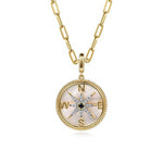 14K Yellow Gold Diamond Blue Sapphire Compass Medallion Pendant - PT6598Y45MC-Gabriel & Co.-Renee Taylor Gallery