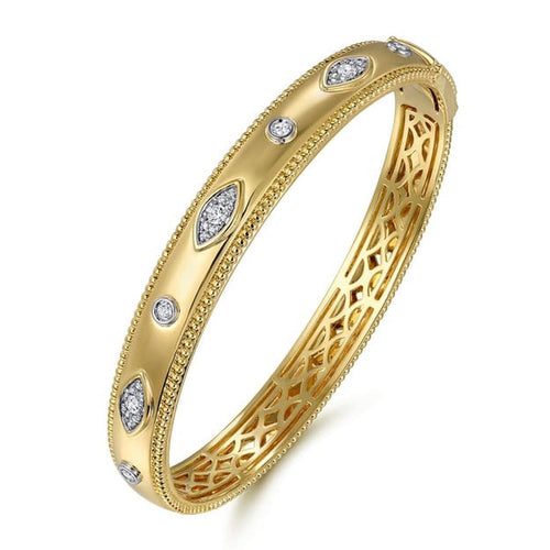 14K Yellow Gold Diamond Bujukan Bangle - BG4913-65Y45JJ-Gabriel & Co.-Renee Taylor Gallery