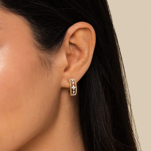 14K Yellow Gold Diamond Bujukan Huggie Earrings - EG14599Y45JJ-Gabriel & Co.-Renee Taylor Gallery