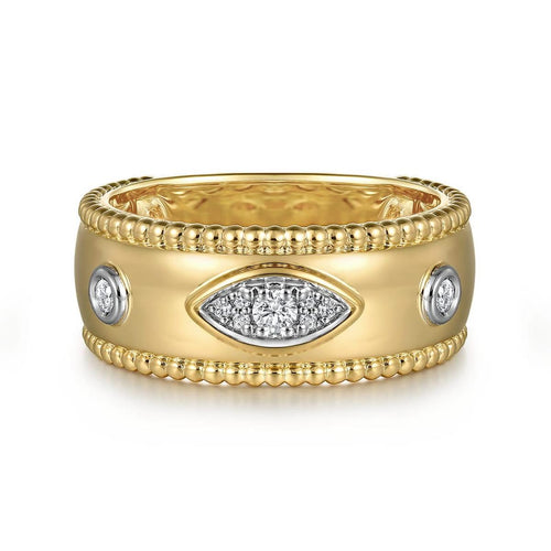 14K Yellow Gold Diamond Bujukan Wide Band Ladies Ring – LR52560Y45JJ-Gabriel & Co.-Renee Taylor Gallery