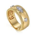 14K Yellow Gold Diamond Bujukan Wide Band Ladies Ring – LR52560Y45JJ-Gabriel & Co.-Renee Taylor Gallery