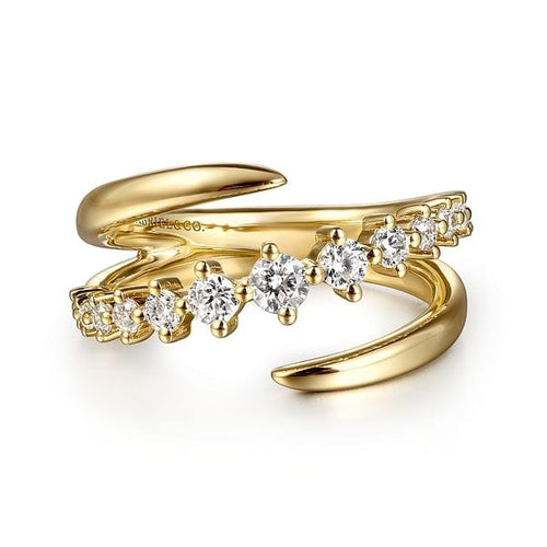 14K Yellow Gold Diamond Bypass Ring - LR52723Y45JJ-Gabriel & Co.-Renee Taylor Gallery