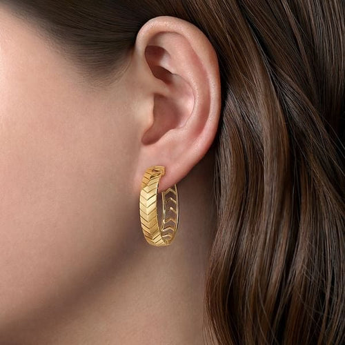 14K Yellow Gold Chevron Earrings - EG14073Y4JJJ-Gabriel & Co.-Renee Taylor Gallery