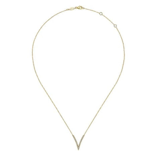 14K Yellow Gold Diamond Chevron Necklace - NK4720Y45JJ-Gabriel & Co.-Renee Taylor Gallery