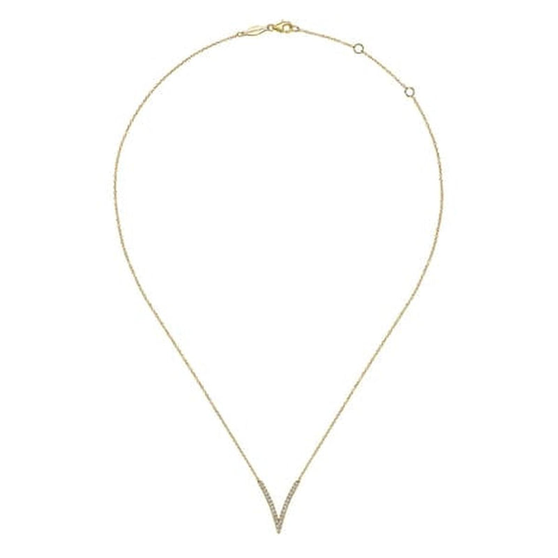 14K Yellow Gold Diamond Chevron Necklace - NK4720Y45JJ-Gabriel & Co.-Renee Taylor Gallery