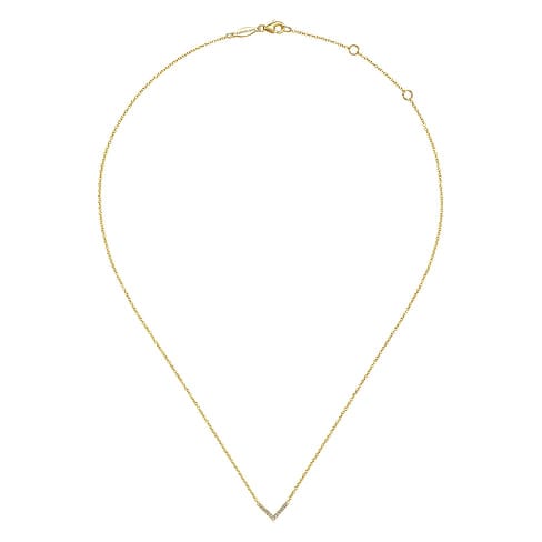 14K Yellow Gold V Shaped Diamond Bar Necklace - NK5423Y45JJ-Gabriel & Co.-Renee Taylor Gallery