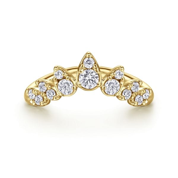 14K Yellow Gold Diamond Chevron Ring - LR52192Y45JJ-Gabriel & Co.-Renee Taylor Gallery