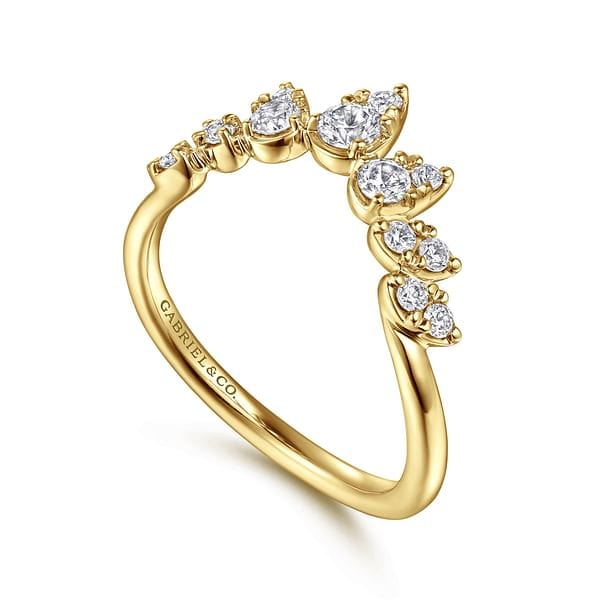 14K Yellow Gold Diamond Chevron Ring - LR52192Y45JJ-Gabriel & Co.-Renee Taylor Gallery