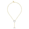 14K Yellow Gold Diamond Circle and Bar "Y" Knot Necklace with Hollow Paperclip Chain - NK7130Y45JJ-Gabriel & Co.-Renee Taylor Gallery
