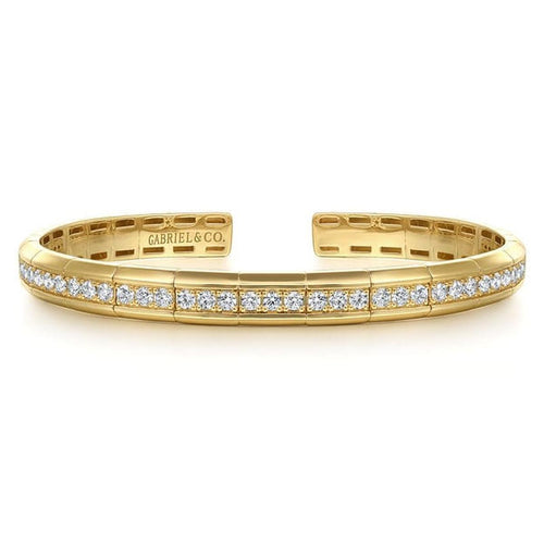 14K Yellow Gold Diamond Cuff Bangle Contemporary Collection – BG4939-62Y45JJ-Gabriel & Co.-Renee Taylor Gallery