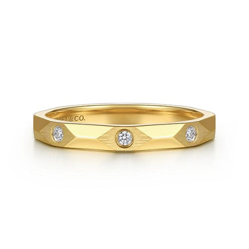14K Yellow Gold Diamond Cut Stackable Ring - LR52875Y45JJ-Gabriel & Co.-Renee Taylor Gallery