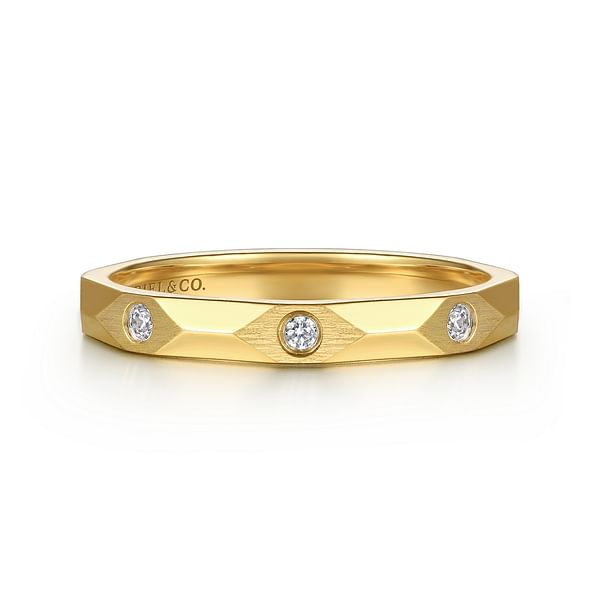 14K Yellow Gold Diamond Cut Stackable Ring - LR52875Y45JJ-Gabriel & Co.-Renee Taylor Gallery
