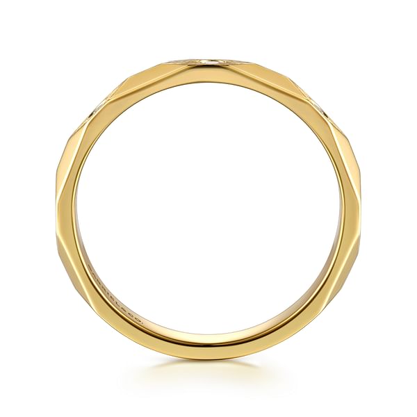 14K Yellow Gold Diamond Cut Stackable Ring - LR52875Y45JJ-Gabriel & Co.-Renee Taylor Gallery