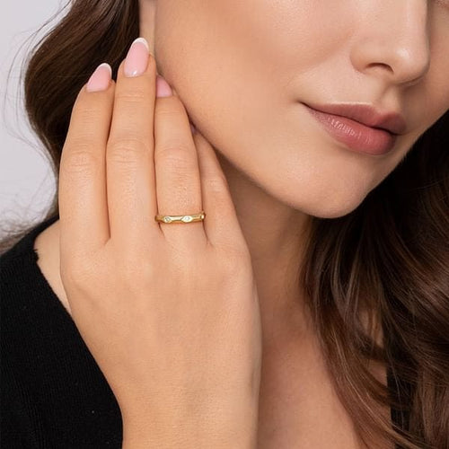 14K Yellow Gold Diamond Cut Stackable Ring - LR52875Y45JJ-Gabriel & Co.-Renee Taylor Gallery