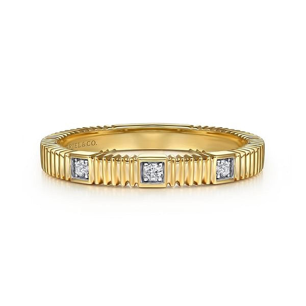 thumbnail image 2 of Gold Plated Diamond-Cut Stackable Ring – .925 Sterling Silver Band – Sizes 2-10 2 of 6
