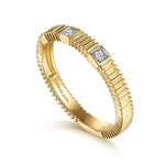 14K Yellow Gold Diamond Cut Stackable Ring - LR52880Y45JJ-Gabriel & Co.-Renee Taylor Gallery