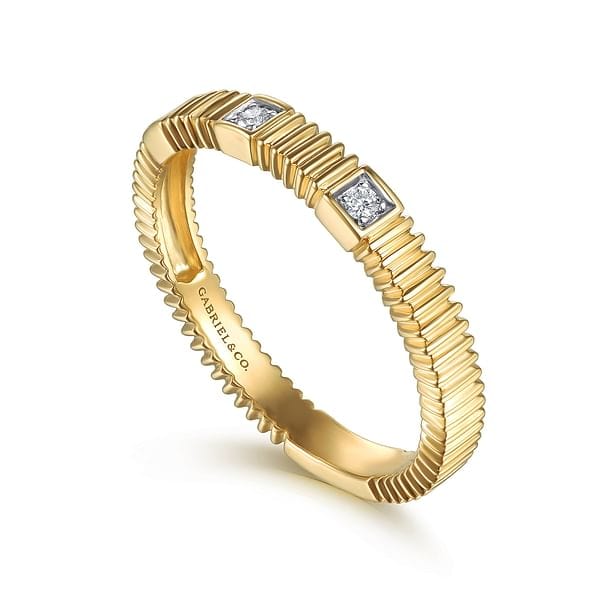 14K Yellow Gold Diamond Cut Stackable Ring - LR52880Y45JJ-Gabriel & Co.-Renee Taylor Gallery