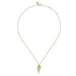 14K Yellow Gold Diamond Cut Wing Shape Pendant Necklace - NK7570Y45JJ-Gabriel & Co.-Renee Taylor Gallery