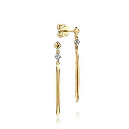14K Yellow Gold Diamond Drop Earrings – EG14409Y45JJ-Gabriel & Co.-Renee Taylor Gallery