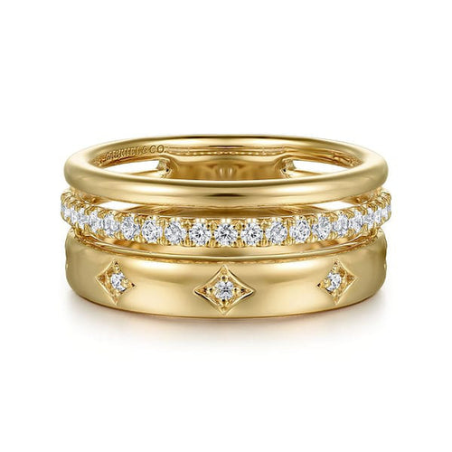 14K Yellow Gold Diamond Easy Stackable Ladies Ring - LR52570Y45JJ-Gabriel & Co.-Renee Taylor Gallery