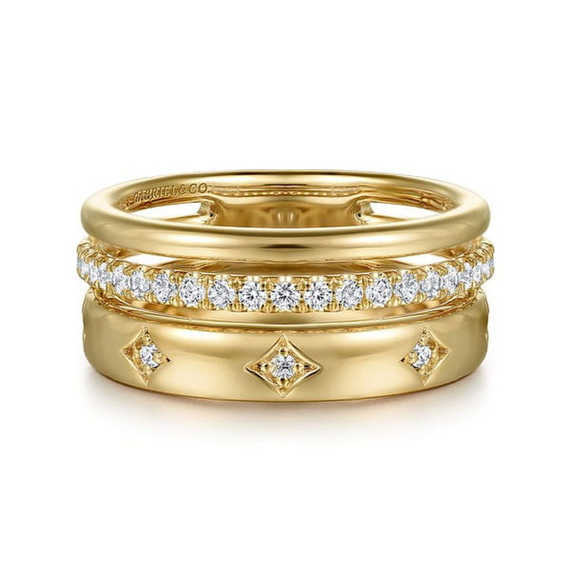 14K Yellow Gold Diamond Easy Stackable Ladies Ring - LR52570Y45JJ-Gabriel & Co.-Renee Taylor Gallery