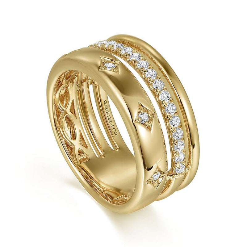14K Yellow Gold Diamond Easy Stackable Ladies Ring - LR52570Y45JJ-Gabriel & Co.-Renee Taylor Gallery