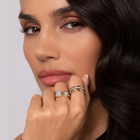 14K Yellow Gold Diamond Easy Stackable Ladies Ring - LR52570Y45JJ-Gabriel & Co.-Renee Taylor Gallery