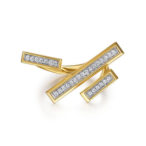 14K Yellow Gold Diamond Elongated Pyramid Bypass Ring – LR52941Y45JJ-Gabriel & Co.-Renee Taylor Gallery