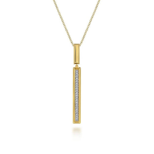 14K Yellow Gold Diamond Elongated Pyramid Drop Necklace - NK8015Y45JJ-Gabriel & Co.-Renee Taylor Gallery