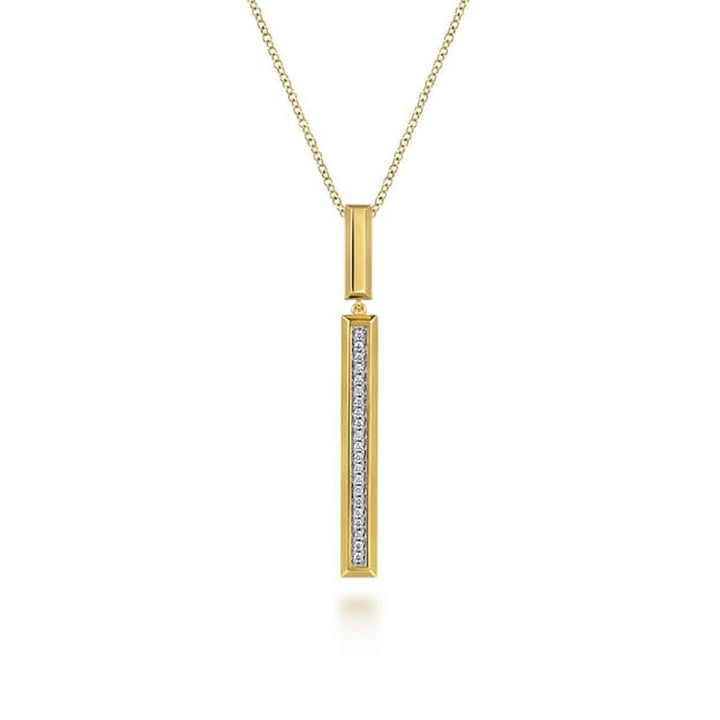 14K Yellow Gold Diamond Elongated Pyramid Drop Necklace - NK8015Y45JJ-Gabriel & Co.-Renee Taylor Gallery