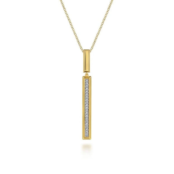 Pyramid Drop 14K Yellow Gold Diamond Elongated Pyramid Drop Necklace - NK8015Y45JJ ...
