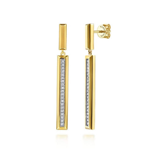 14K Yellow Gold Diamond Elongated Pyramid Stud Drop Earrings - EG15521Y45JJ-Gabriel & Co.-Renee Taylor Gallery