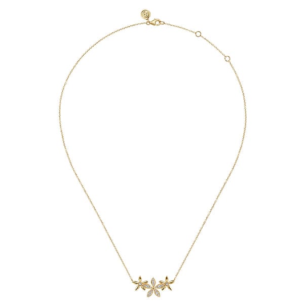 14K Yellow Gold Diamond Floral Bar Necklace - NK7935Y45JJ-Gabriel & Co.-Renee Taylor Gallery