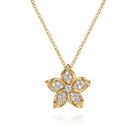 14K Yellow Gold Diamond Floral Pendant Necklace - NK7939Y45JJ-Gabriel & Co.-Renee Taylor Gallery