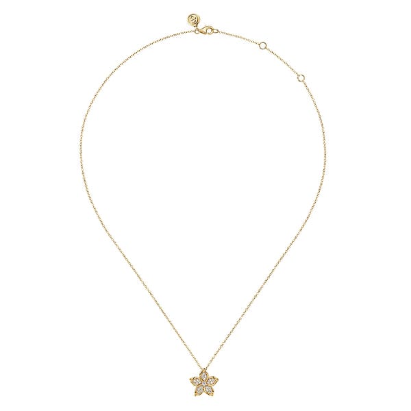 14K Yellow Gold Diamond Floral Pendant Necklace - NK7939Y45JJ-Gabriel & Co.-Renee Taylor Gallery