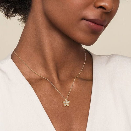 14K Yellow Gold Diamond Floral Pendant Necklace - NK7939Y45JJ-Gabriel & Co.-Renee Taylor Gallery