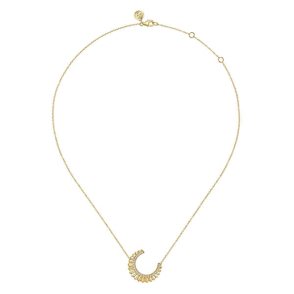 14K Yellow Gold Diamond Half Moon Diamond Cut Pendant Necklace - NK7559Y45JJ-Gabriel & Co.-Renee Taylor Gallery