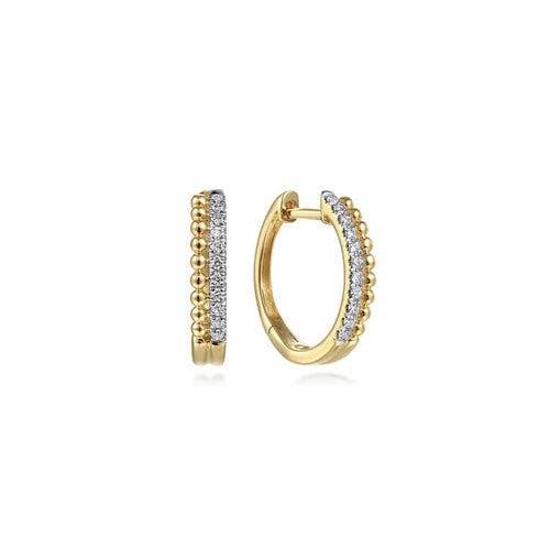 14K Yellow Gold Diamond Huggie Earrings 10mm – EG13584Y45JJ-Gabriel & Co.-Renee Taylor Gallery
