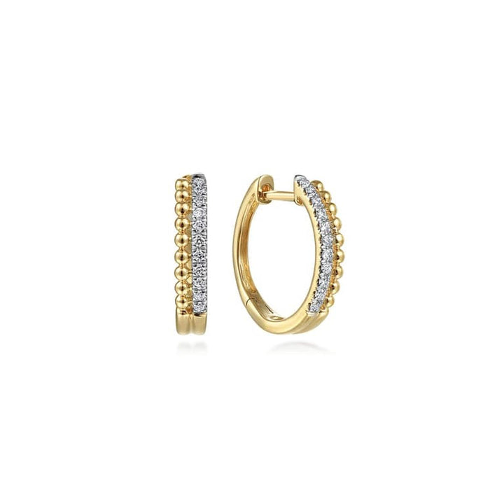 14K Yellow Gold Diamond Huggie Earrings 10mm – EG13584Y45JJ-Gabriel & Co.-Renee Taylor Gallery