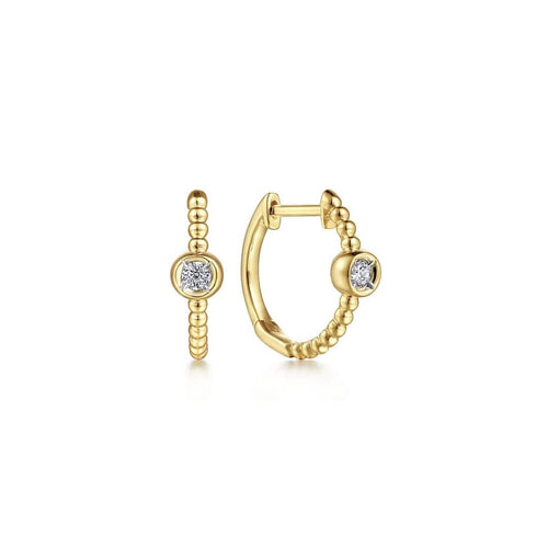 14K Yellow Gold Diamond Huggie Earrings – EG14420Y45JJ-Gabriel & Co.-Renee Taylor Gallery